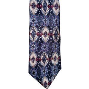 VTG 417 by Van Heusen Tie SILK  Blue Gray Wine Geometric Classic 60x4 #c